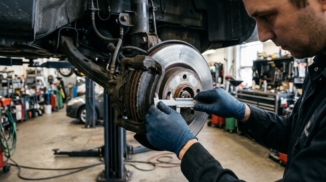 Brake rotor repair closeup