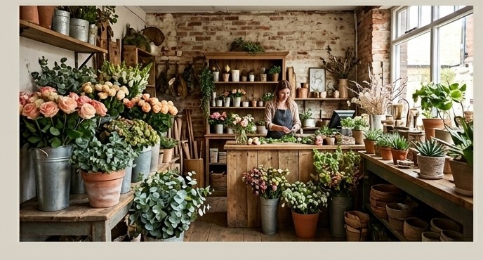 Fresh flowers displayed in a flower shop