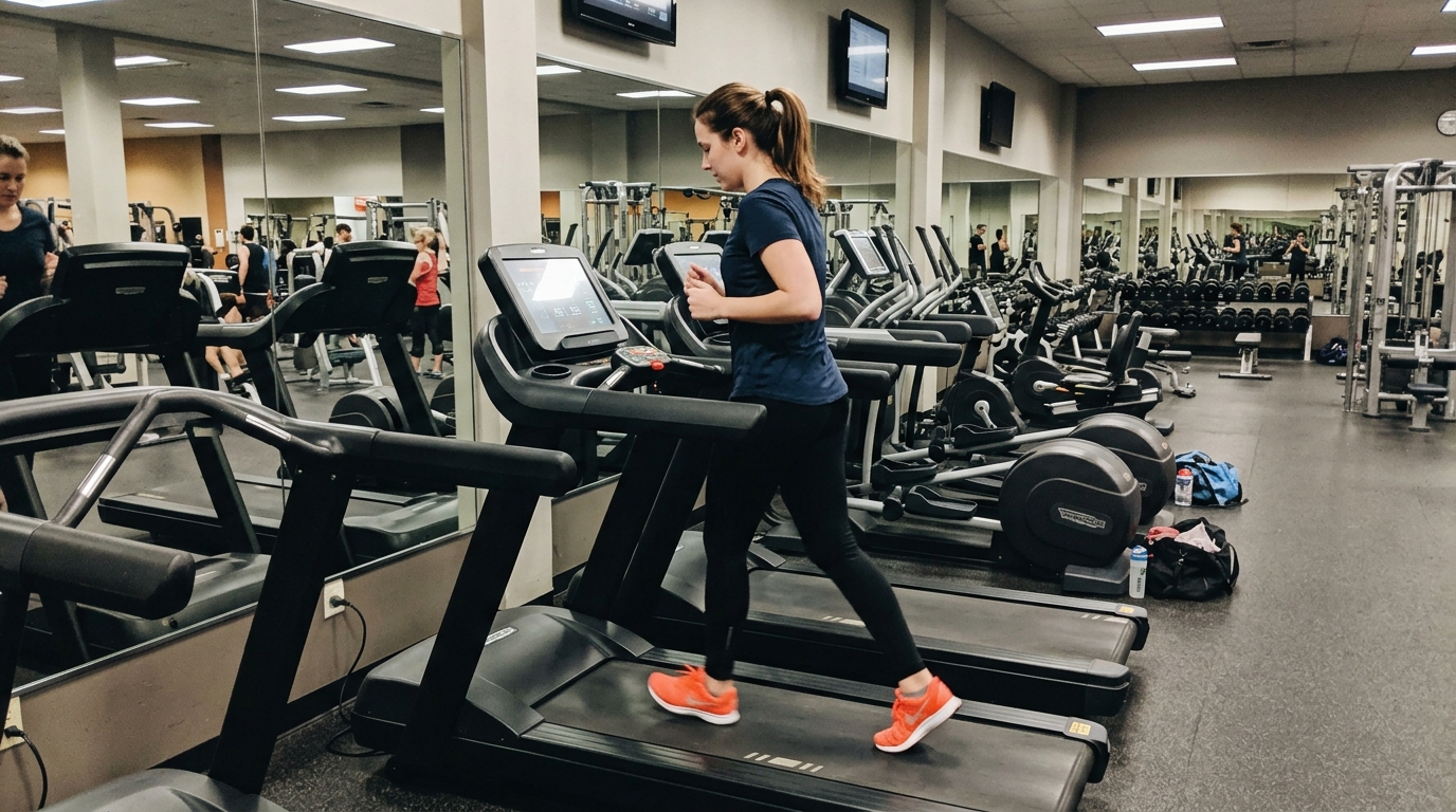 Athlete running on treadmill for cardio training
