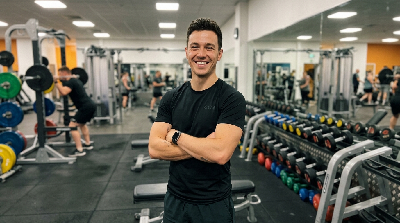 Personal trainer coaching client through workout