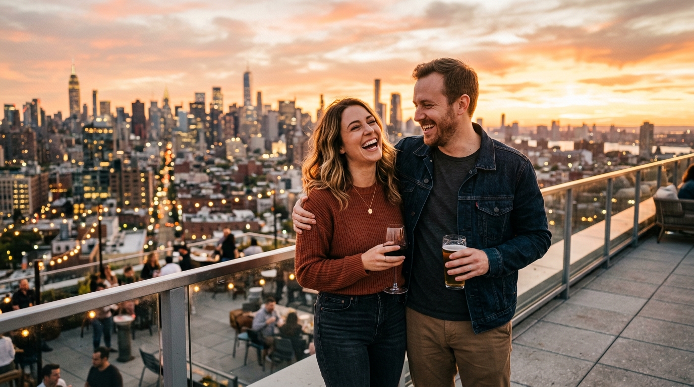 Couple walking together outdoors
