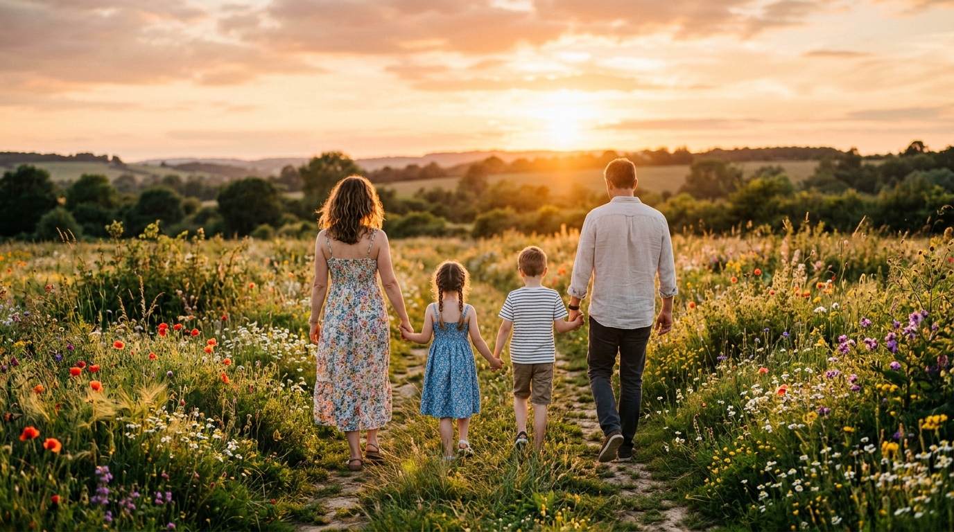 Family portrait in outdoor setting