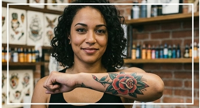 Traditional style eagle tattoo with bold lines and color