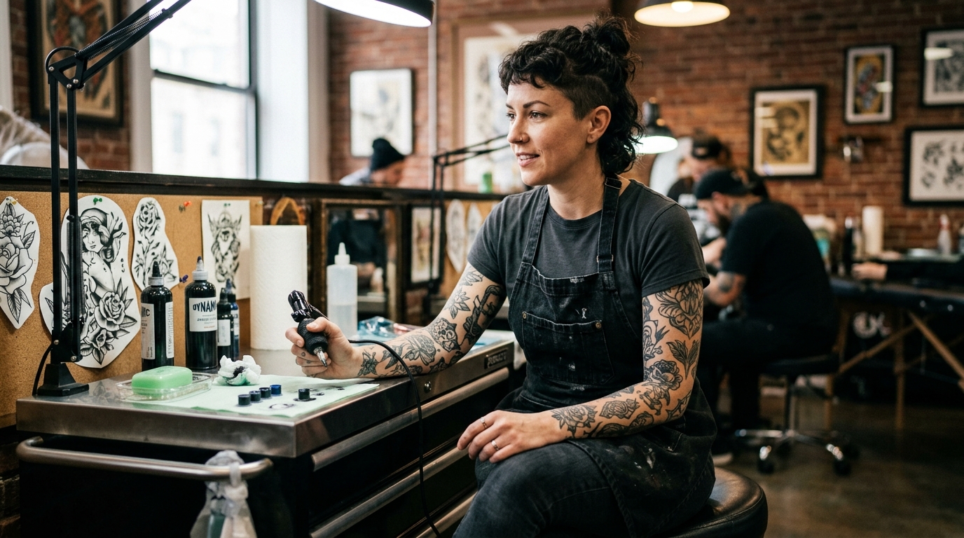 Portrait of tattoo artist Raven Delgado