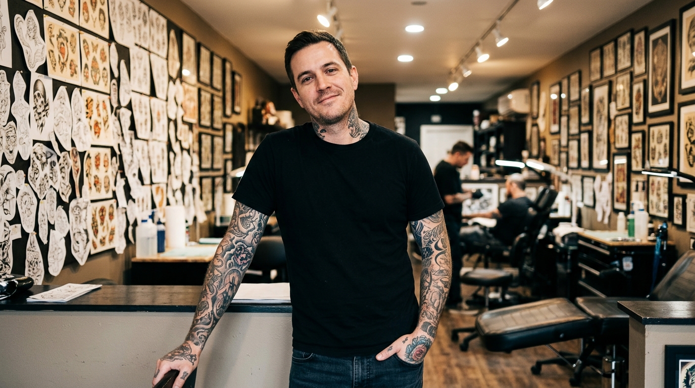 Portrait of tattoo artist Marcus Cole